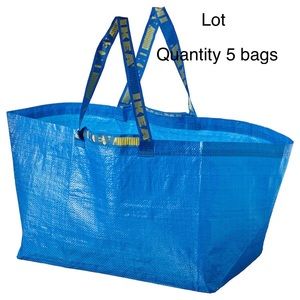 IKEA FRAKTA LARGE BLUE BAGS QTY 5 Shopping Bag Laundry Storage Moving 19 gallon